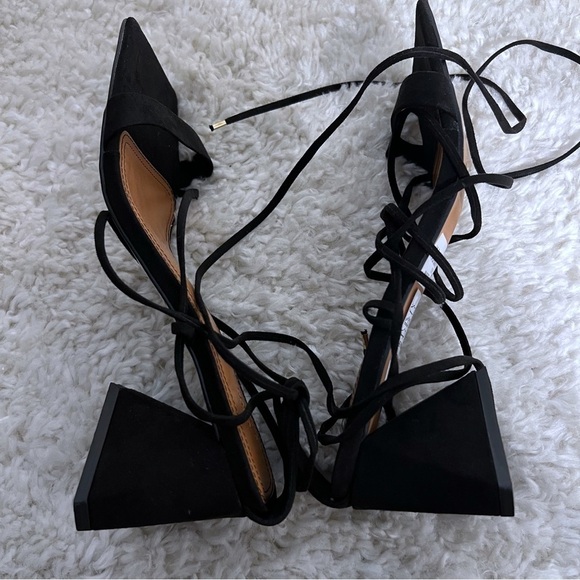 Asos Design Square toe tie leg block heeled Women’s Heels Black SZ US 9 LKNW - Picture 5 of 10